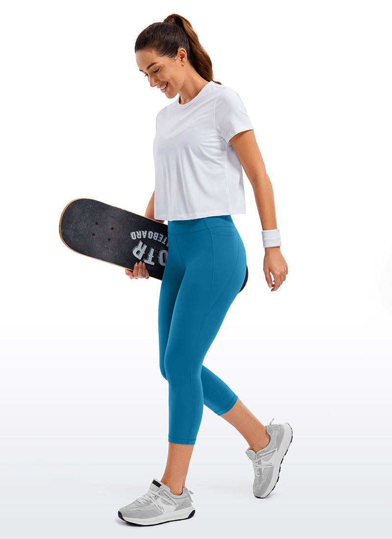 CRZ YOGA Capri de Yoga con Bolsillos de 21 Pulgadas para Mujer Azul supersónico