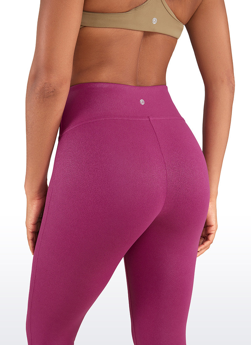 CRZ YOGA Mujer Leggings de Cuero Sintético Matte Sin Costura Frontal Patrón Clásico Púrpura Magenta