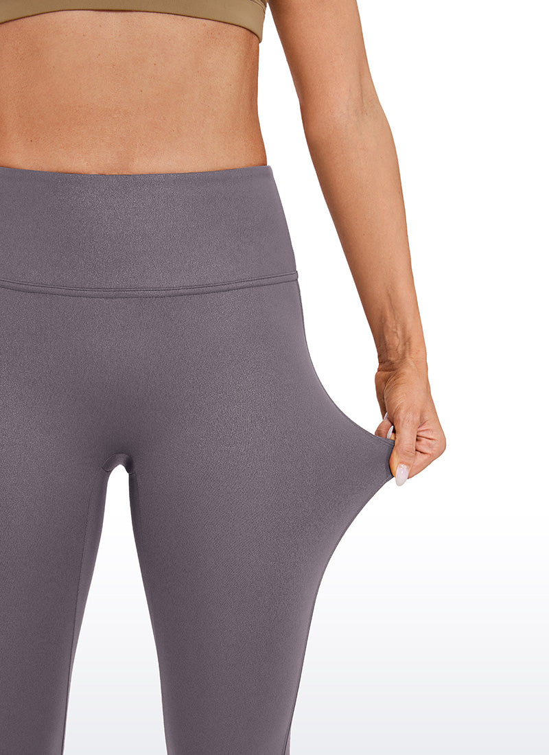 CRZ YOGA Leggings de piel sintética sin costuras delanteras para mujer Patrón Clásico Gris Tornado