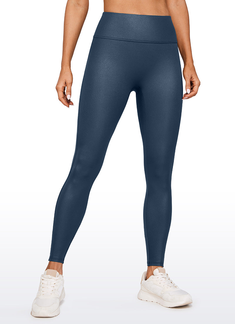 CRZ YOGA Leggings de piel sintética sin costuras delanteras para mujer MARINA FRANCESA Patrón Clásico