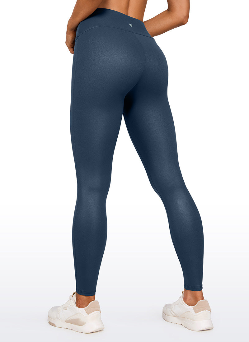 CRZ YOGA Leggings de piel sintética sin costuras delanteras para mujer MARINA FRANCESA Patrón Clásico