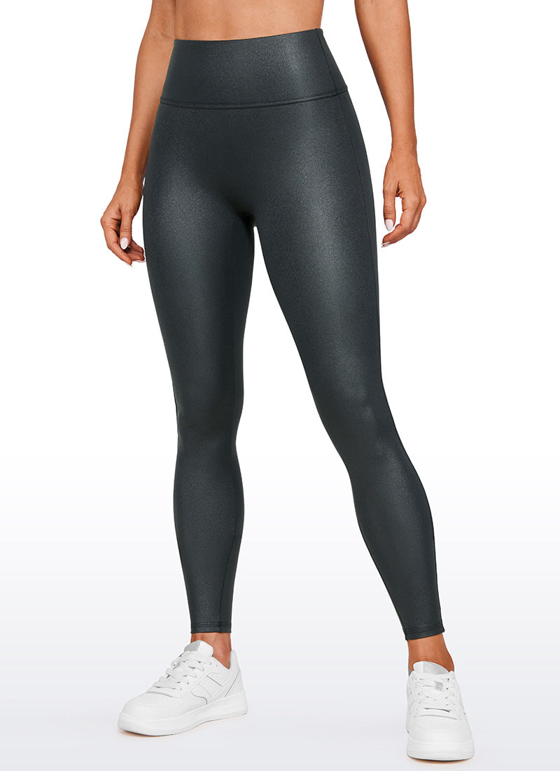 CRZ YOGA Leggings de piel sintética sin costuras delanteras para mujer Melanita Clásica