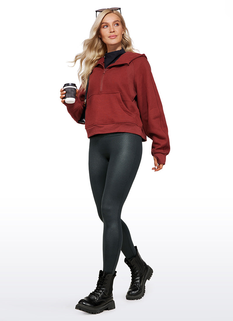 CRZ YOGA Leggings de piel sintética sin costuras delanteras para mujer Melanita Clásica