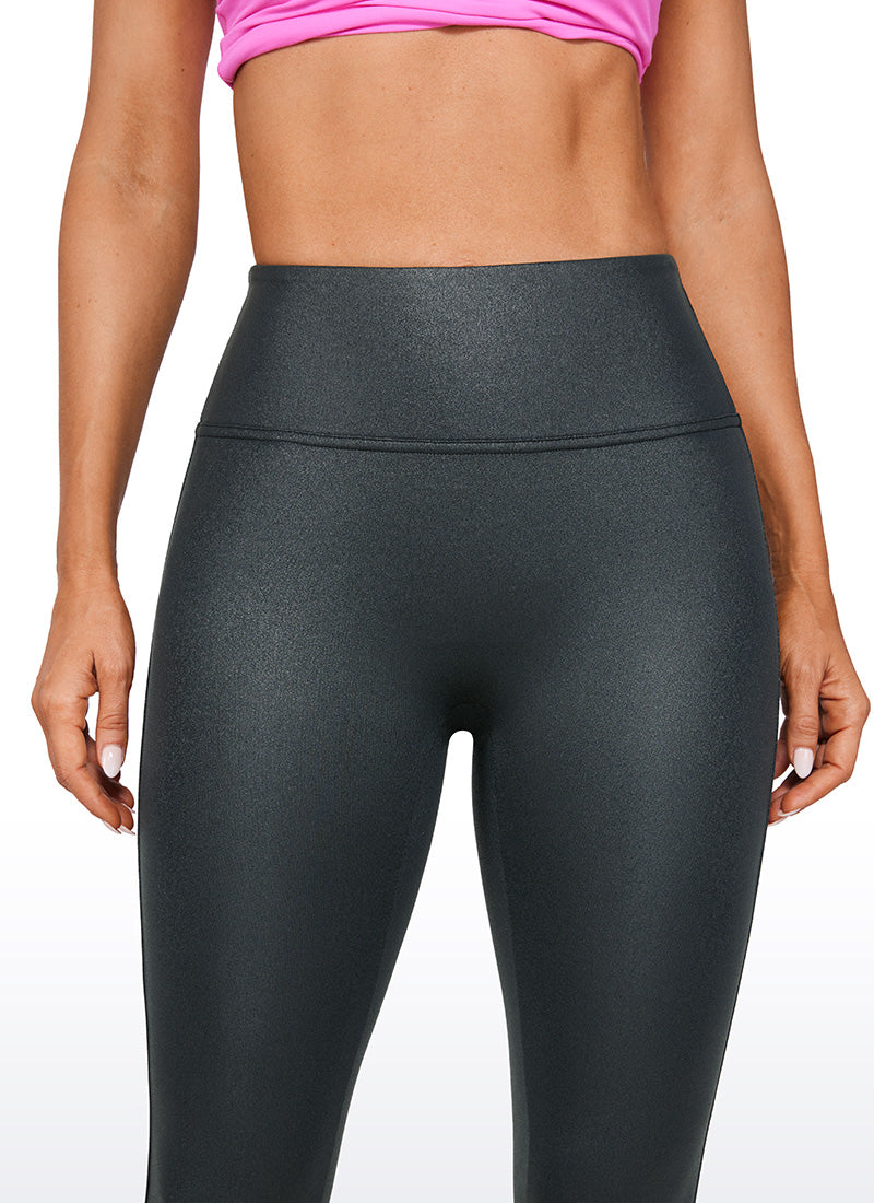 CRZ YOGA Leggings de piel sintética sin costuras delanteras para mujer Melanita Clásica