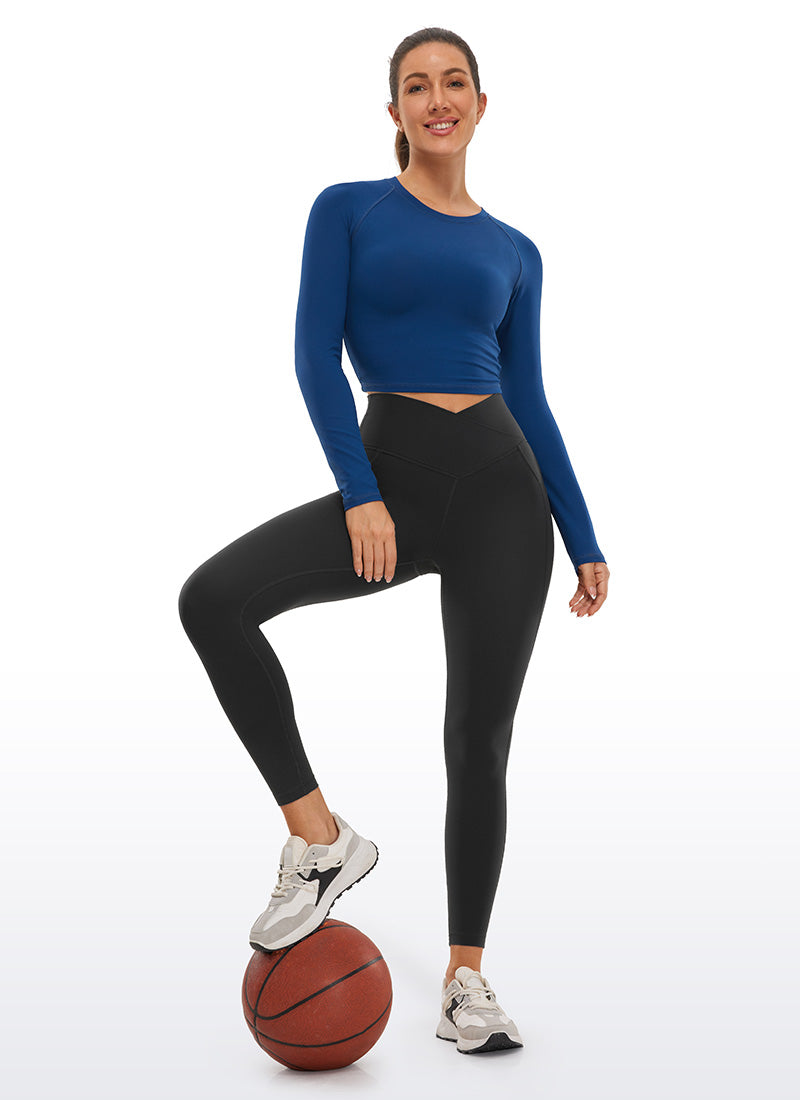 CRZ YOGA  Leggings con Cintura Cruzada y Bolsillos para Mujer Negro