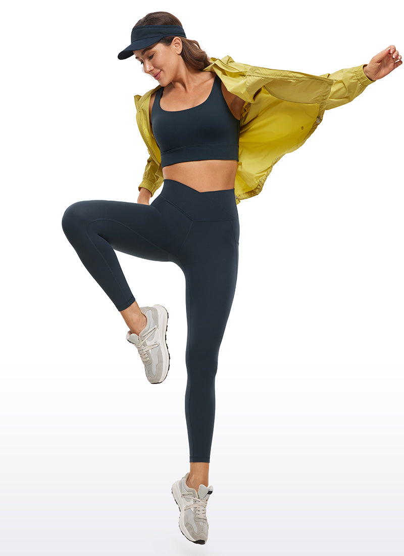 CRZ YOGA  Leggings con Cintura Cruzada y Bolsillos para Mujer True Navy
