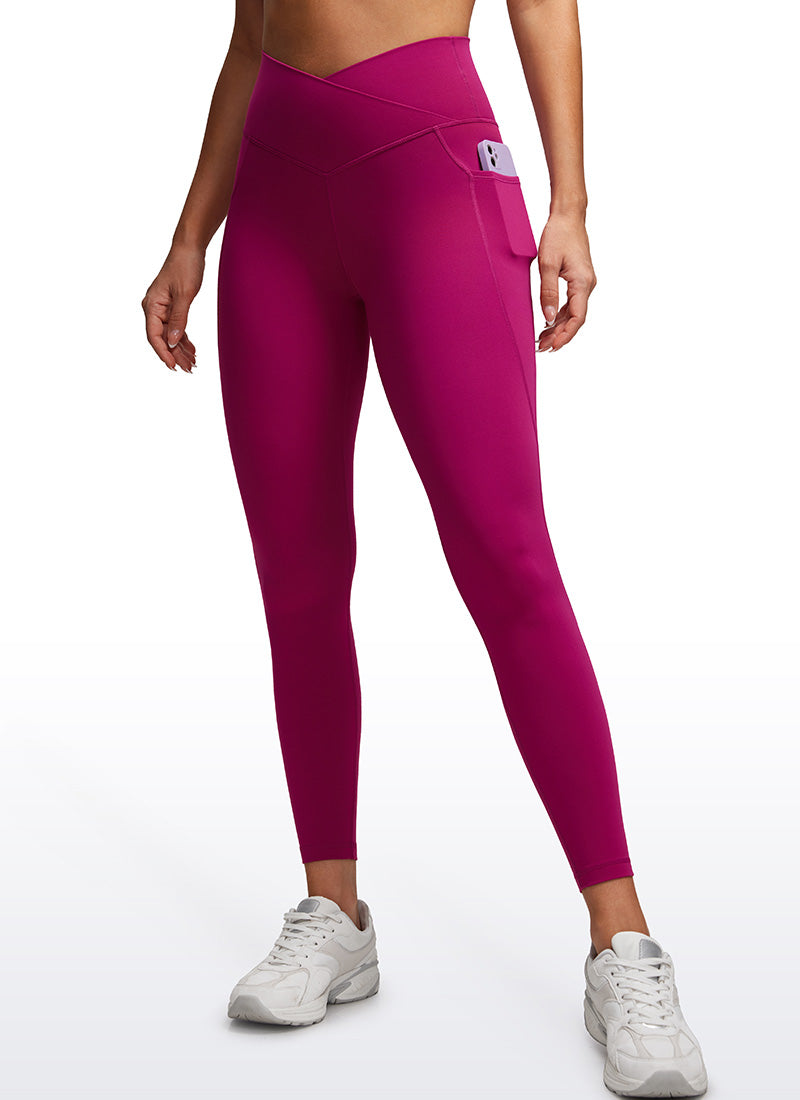 CRZ YOGA  Leggings con Cintura Cruzada y Bolsillos para Mujer Magenta Púrpura