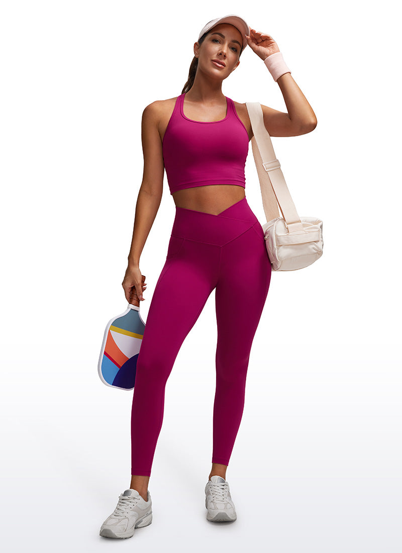 CRZ YOGA  Leggings con Cintura Cruzada y Bolsillos para Mujer Magenta Púrpura