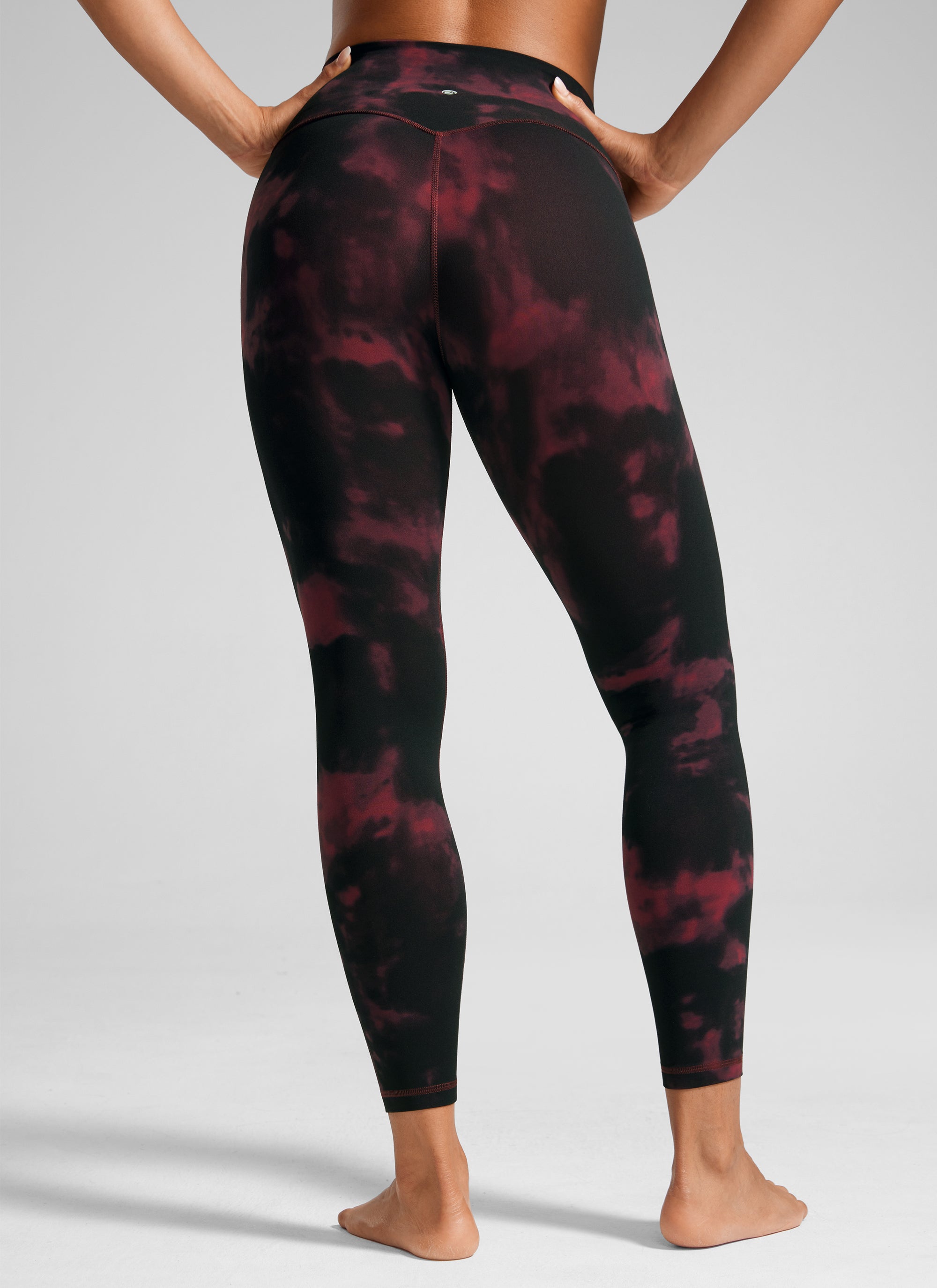 CRZ YOGA Butterlift Leggings de Yoga de 25 Pulgadas para Mujer Flores de Teñido Anudado Burdeos
