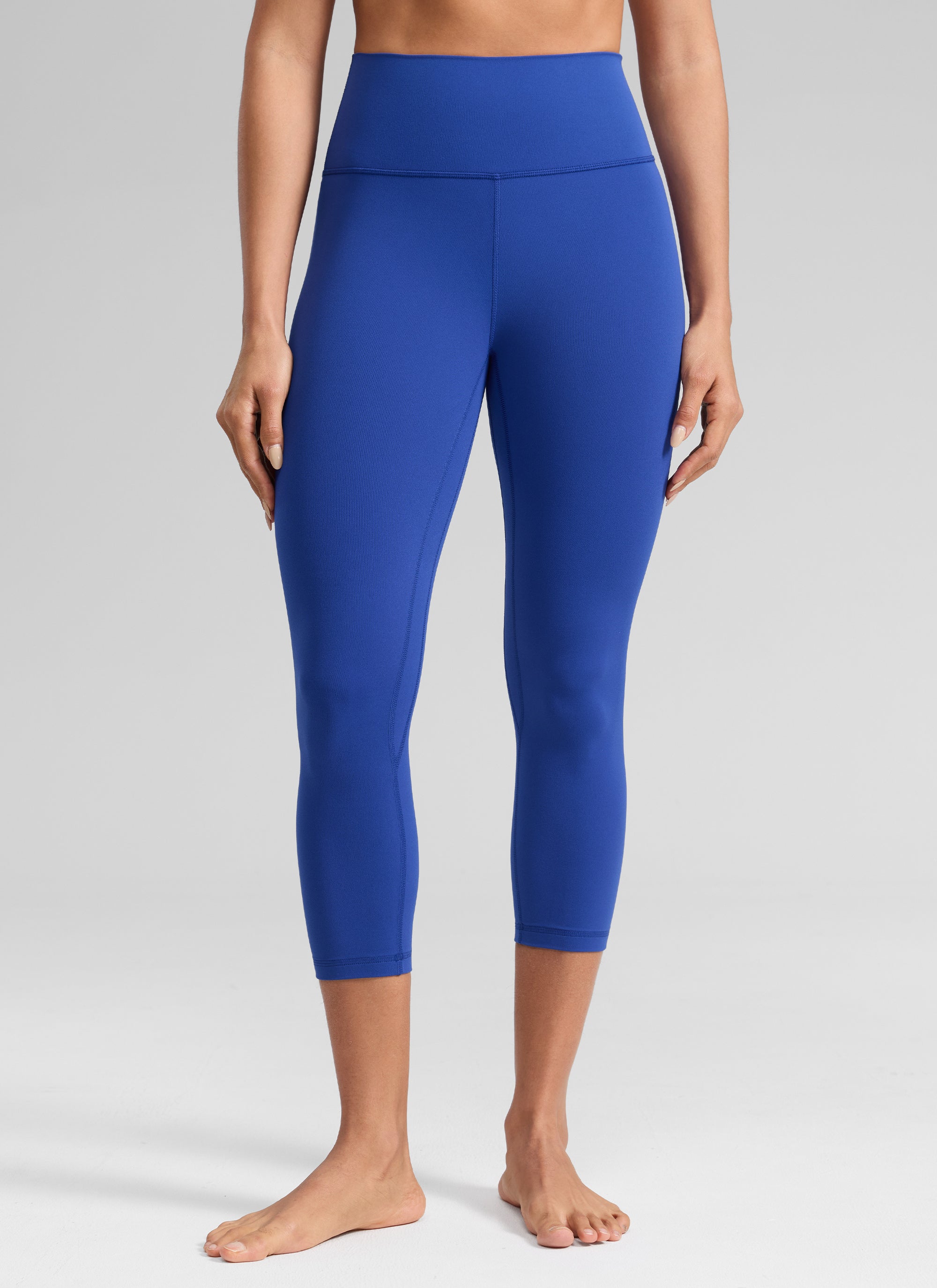 CRZ YOGA Leggings de Mujer Cintura Alta Capris para Ejercicio 21 Pulgadas Azul Ondulante