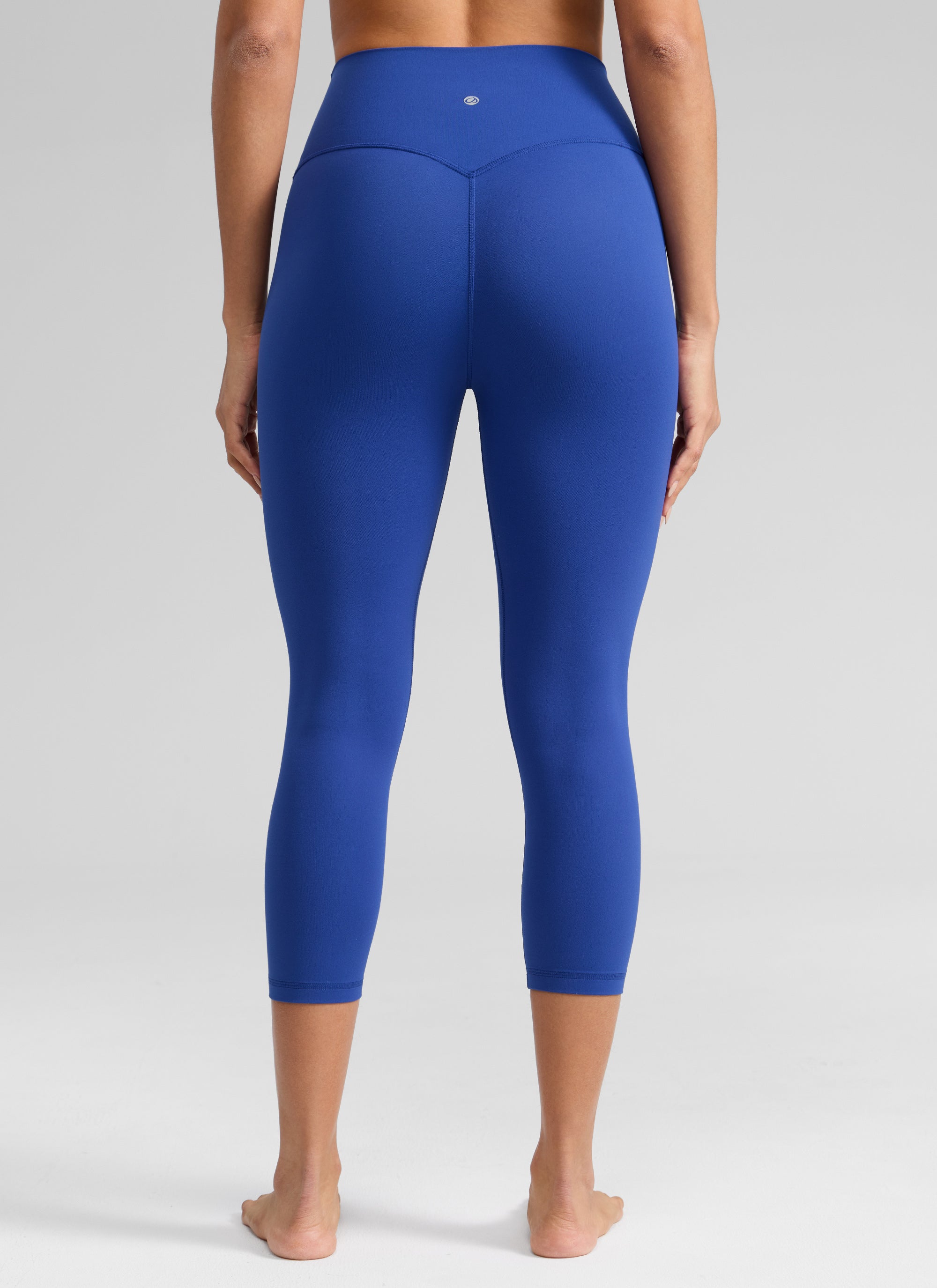 CRZ YOGA Leggings de Mujer Cintura Alta Capris para Ejercicio 21 Pulgadas Azul Ondulante