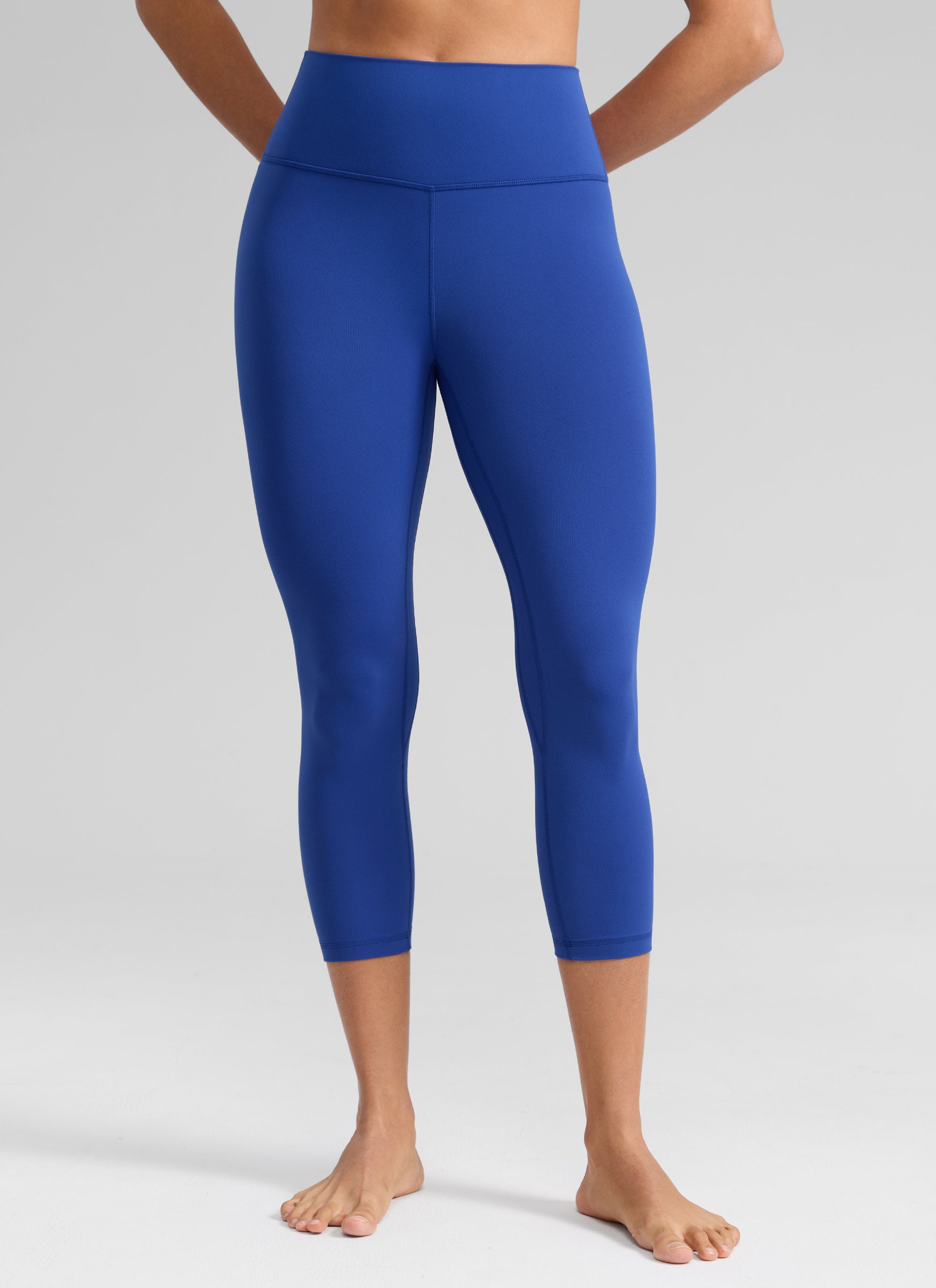 CRZ YOGA Leggings de Mujer Cintura Alta Capris para Ejercicio 21 Pulgadas Azul Ondulante