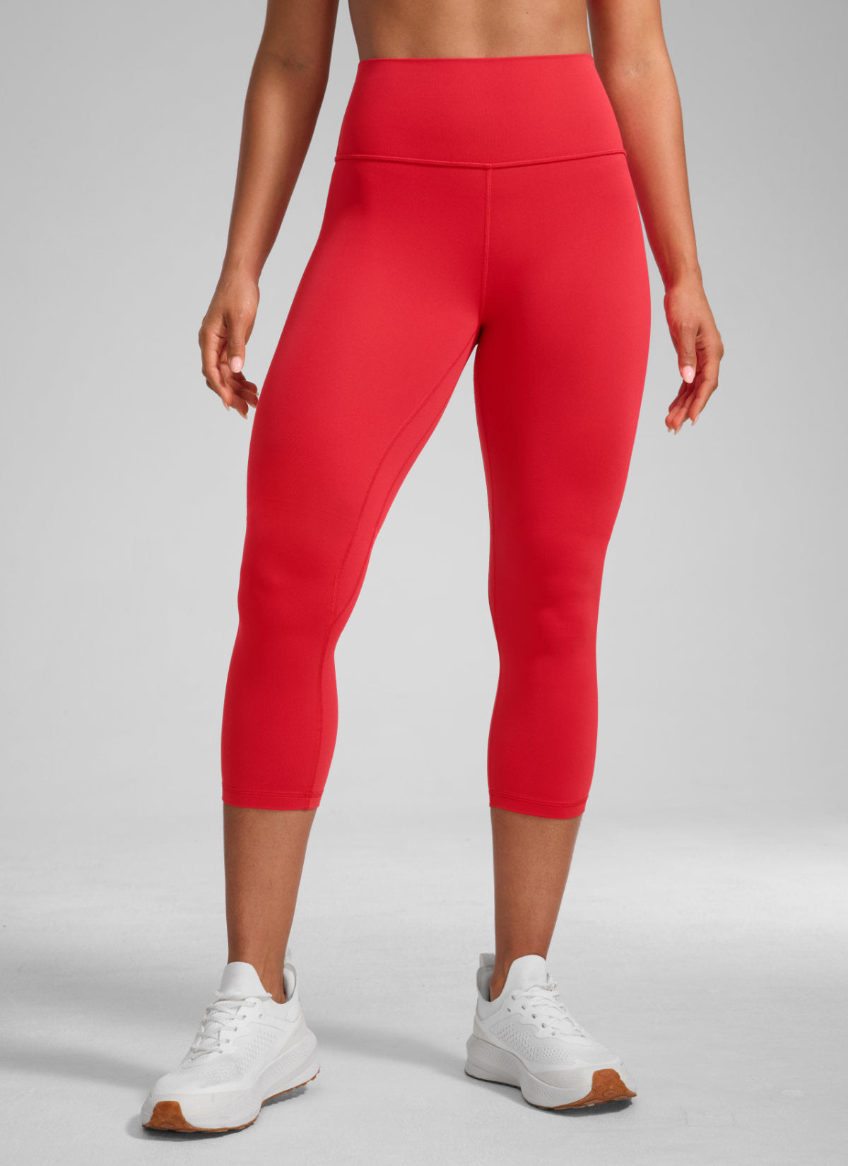 CRZ YOGA Leggings de Mujer Cintura Alta Capris para Ejercicio 21 Pulgadas Rojo Aurora