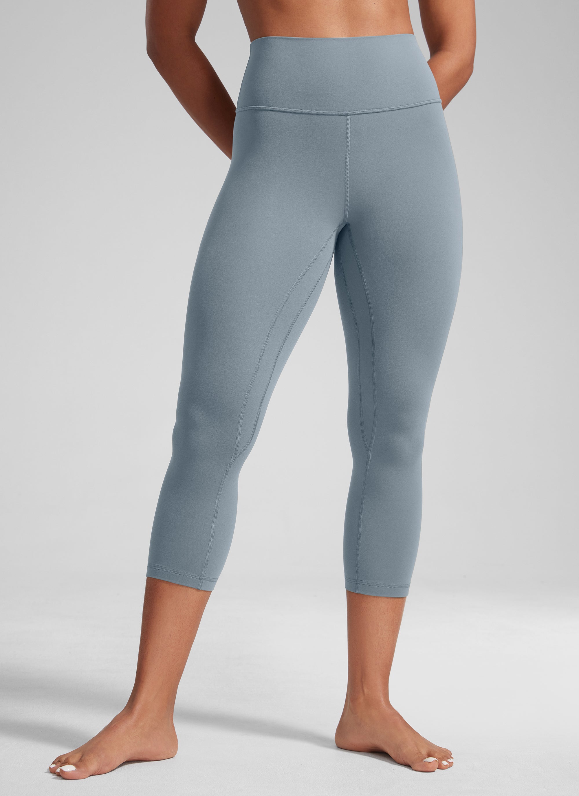 CRZ YOGA Leggings de Mujer Cintura Alta Capris para Ejercicio 21 Pulgadas Azul Belga
