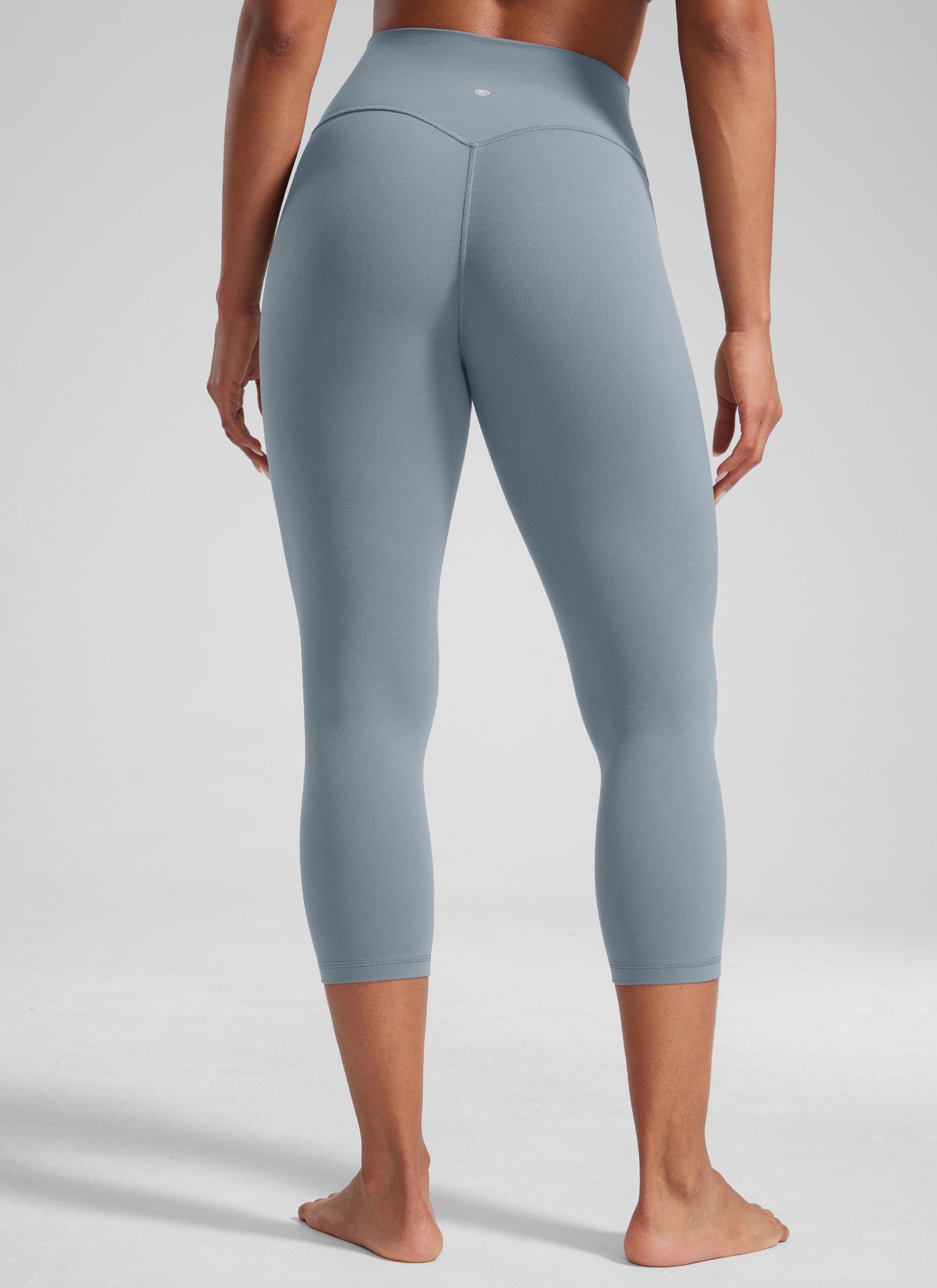 CRZ YOGA Leggings de Mujer Cintura Alta Capris para Ejercicio 21 Pulgadas Azul Belga