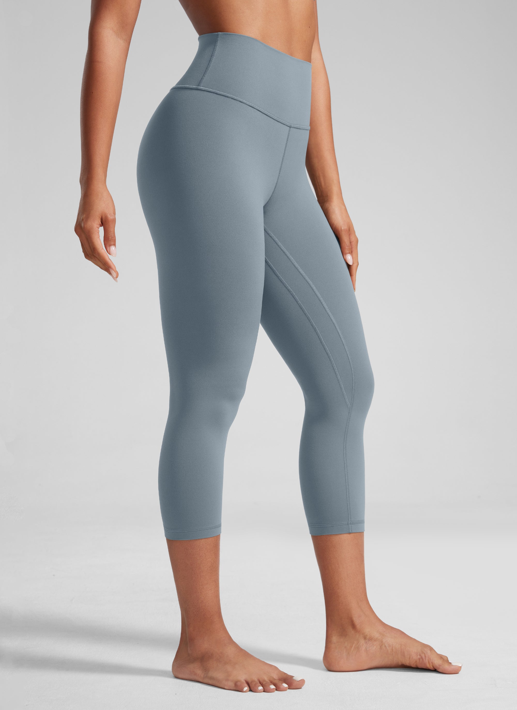 CRZ YOGA Leggings de Mujer Cintura Alta Capris para Ejercicio 21 Pulgadas Azul Belga