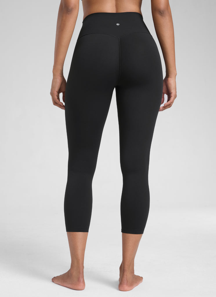 CRZ YOGA Leggings de Mujer Cintura Alta Capris para Ejercicio 23 Pulgadas Negro