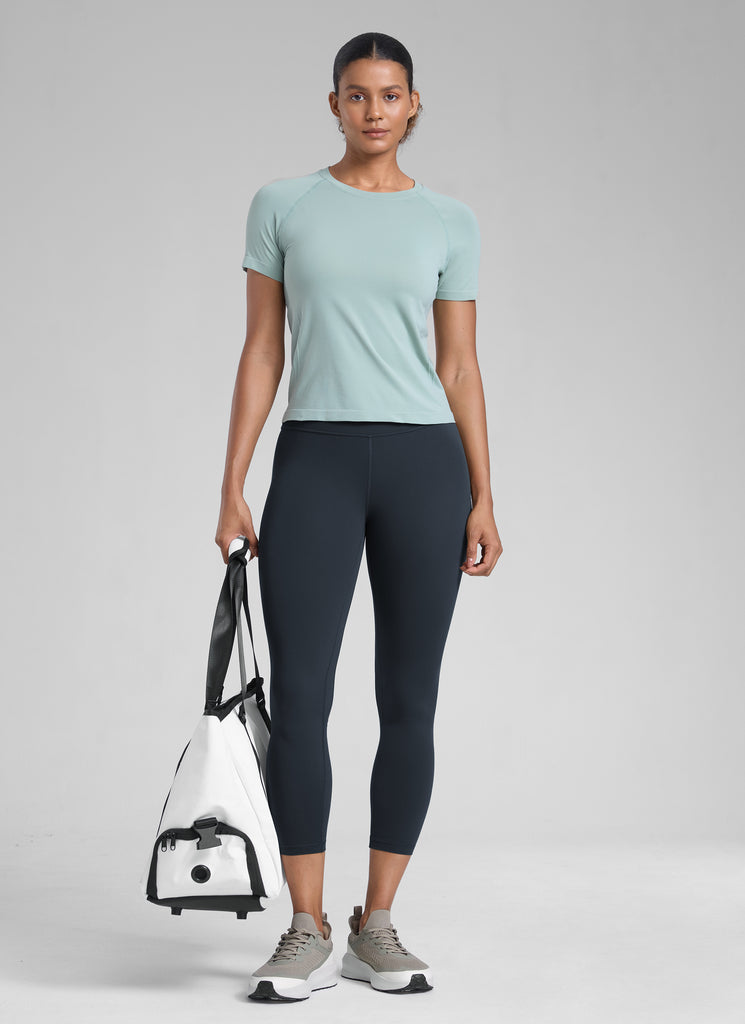 CRZ YOGA Leggings de Mujer Cintura Alta Capris para Ejercicio 23 Pulgadas True Navy