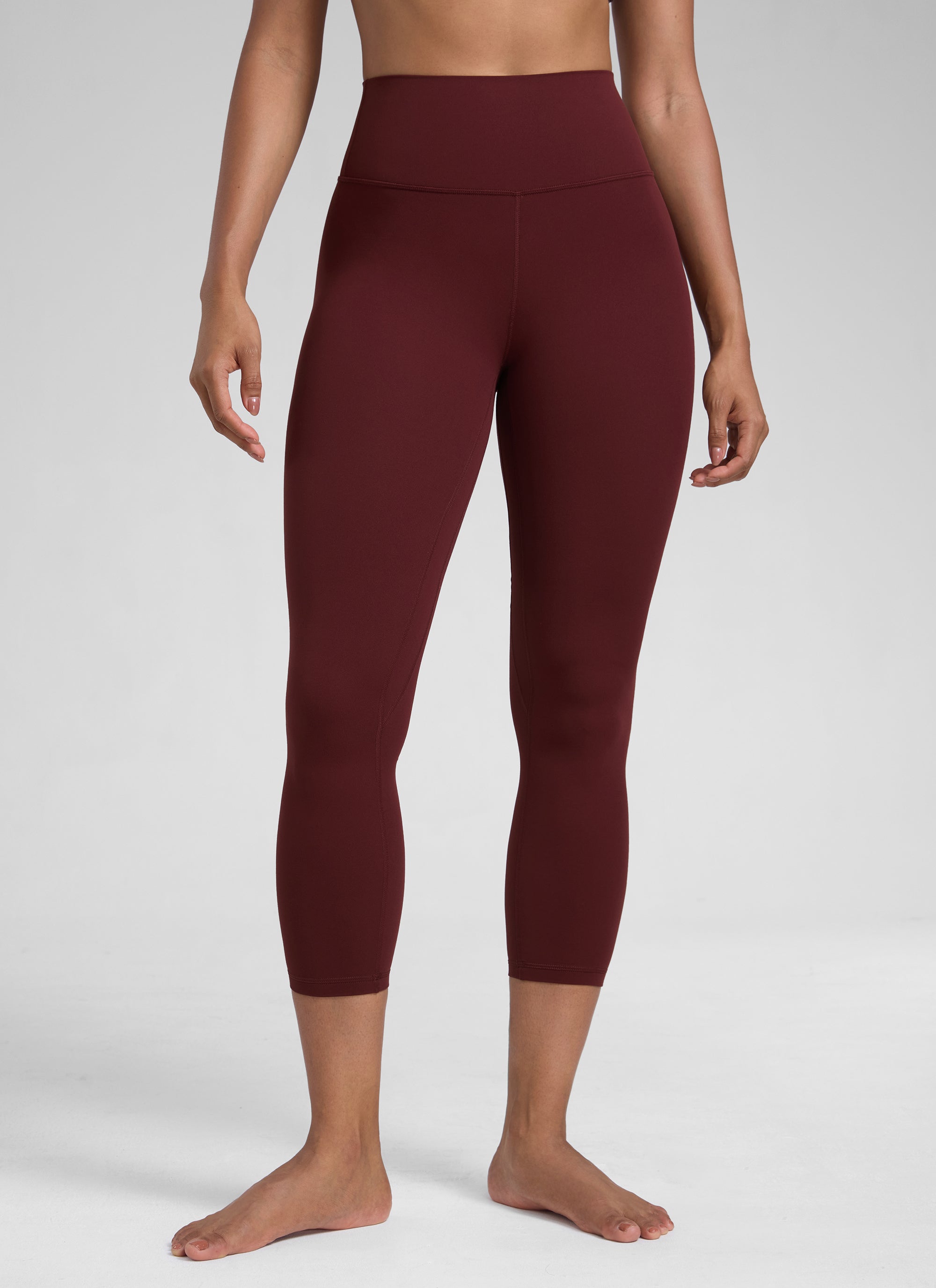 CRZ YOGA Leggings de Mujer Cintura Alta Capris para Ejercicio 23 Pulgadas Merlot Rojo
