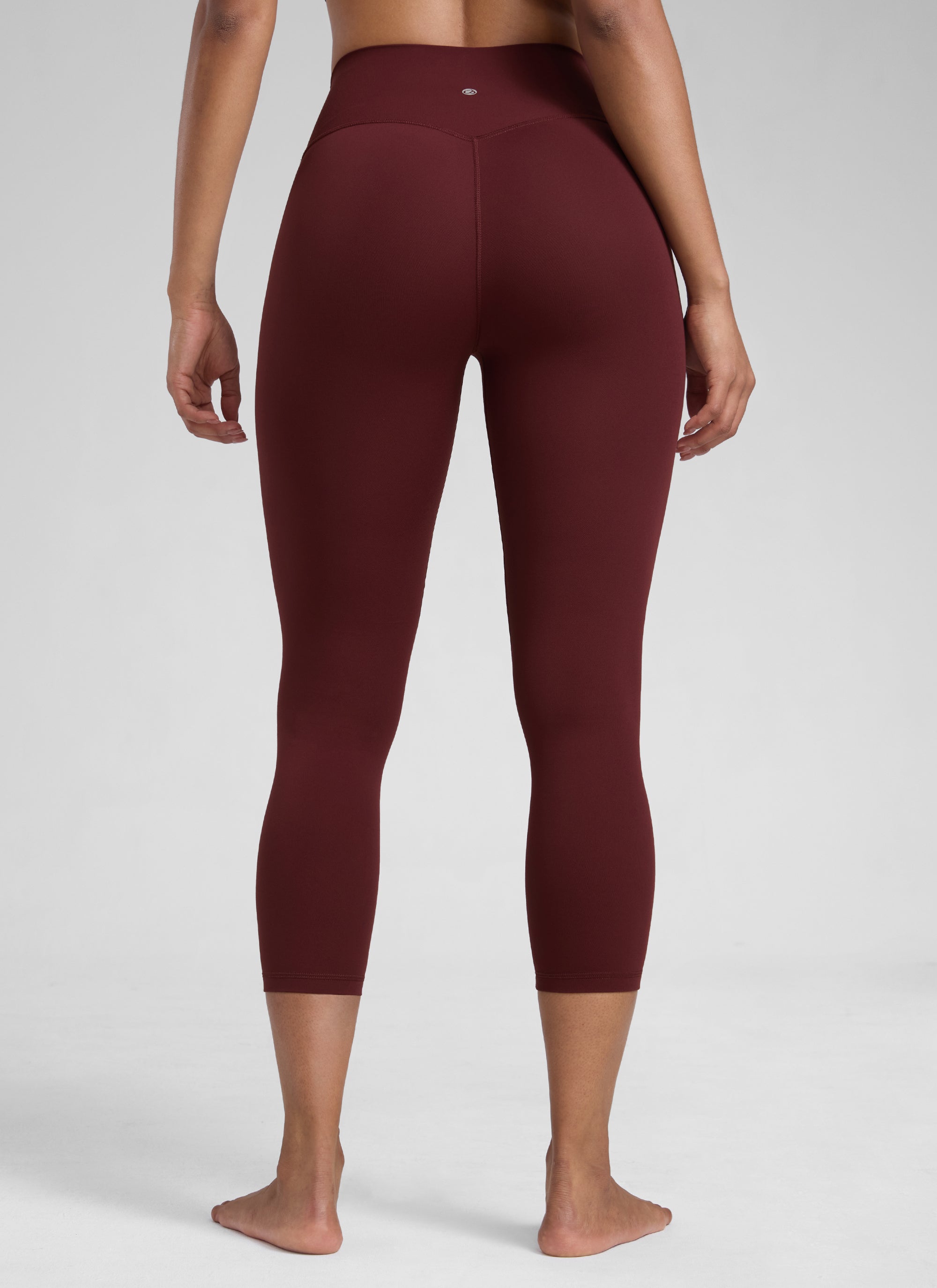 CRZ YOGA Leggings de Mujer Cintura Alta Capris para Ejercicio 23 Pulgadas Merlot Rojo