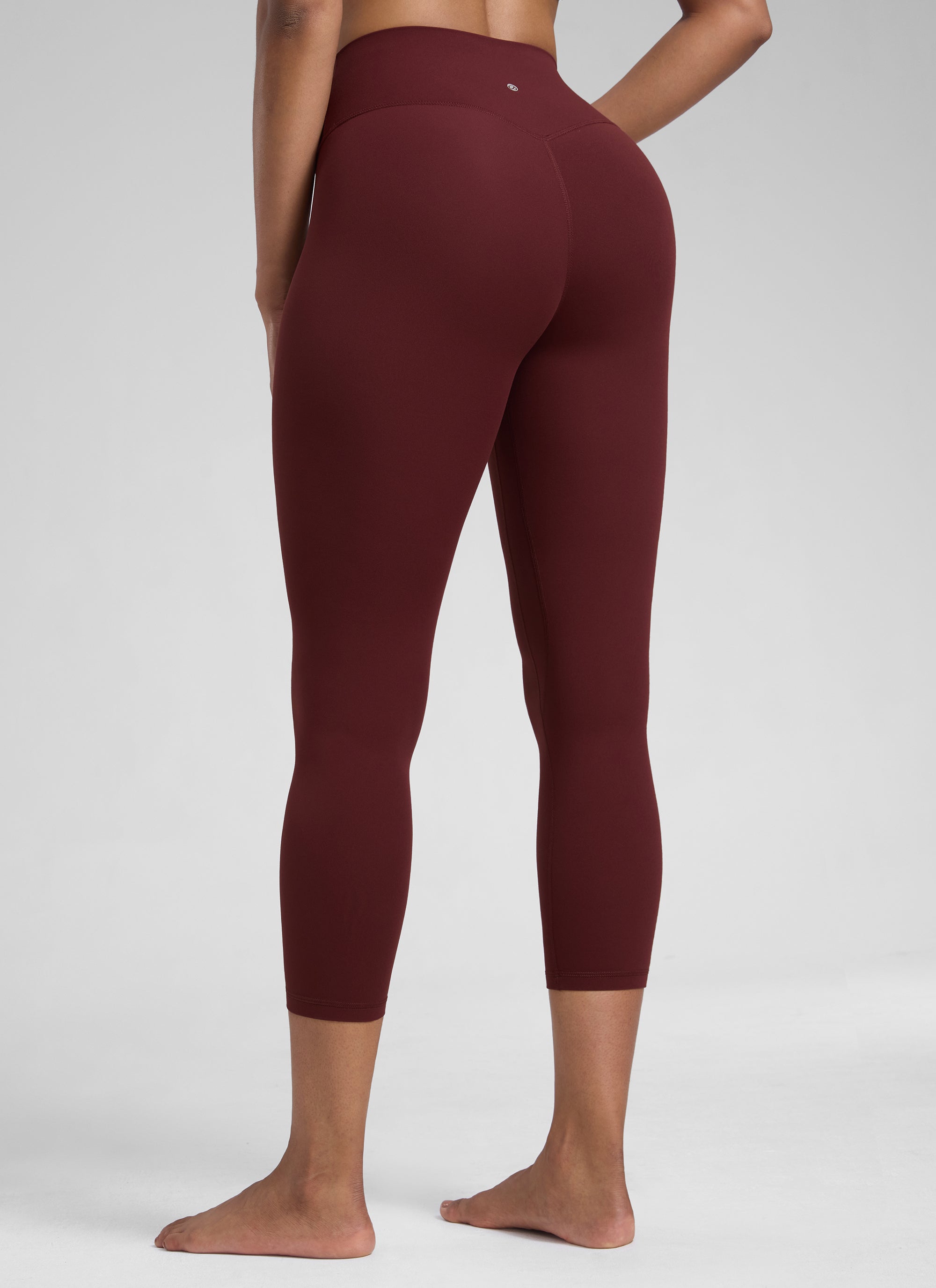 CRZ YOGA Leggings de Mujer Cintura Alta Capris para Ejercicio 23 Pulgadas Merlot Rojo