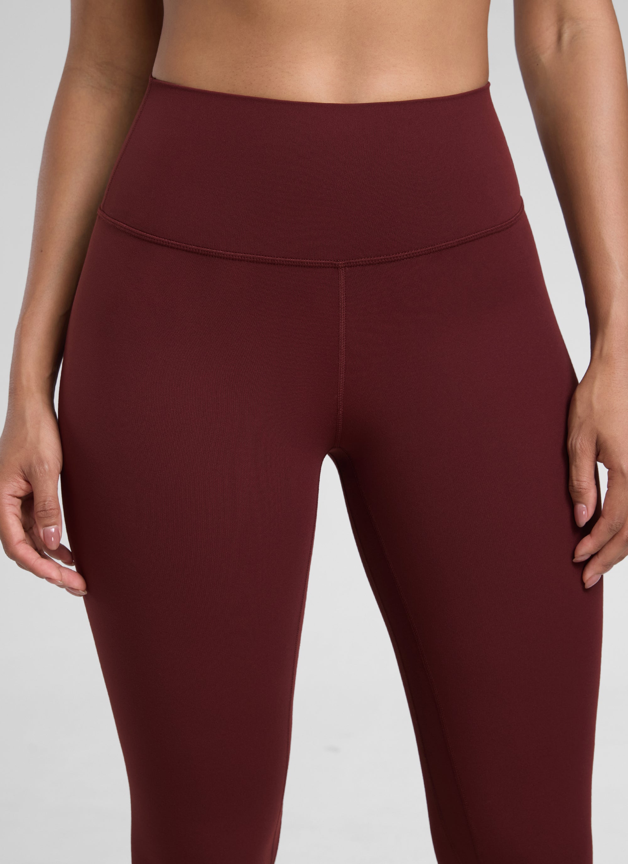 CRZ YOGA Leggings de Mujer Cintura Alta Capris para Ejercicio 23 Pulgadas Merlot Rojo