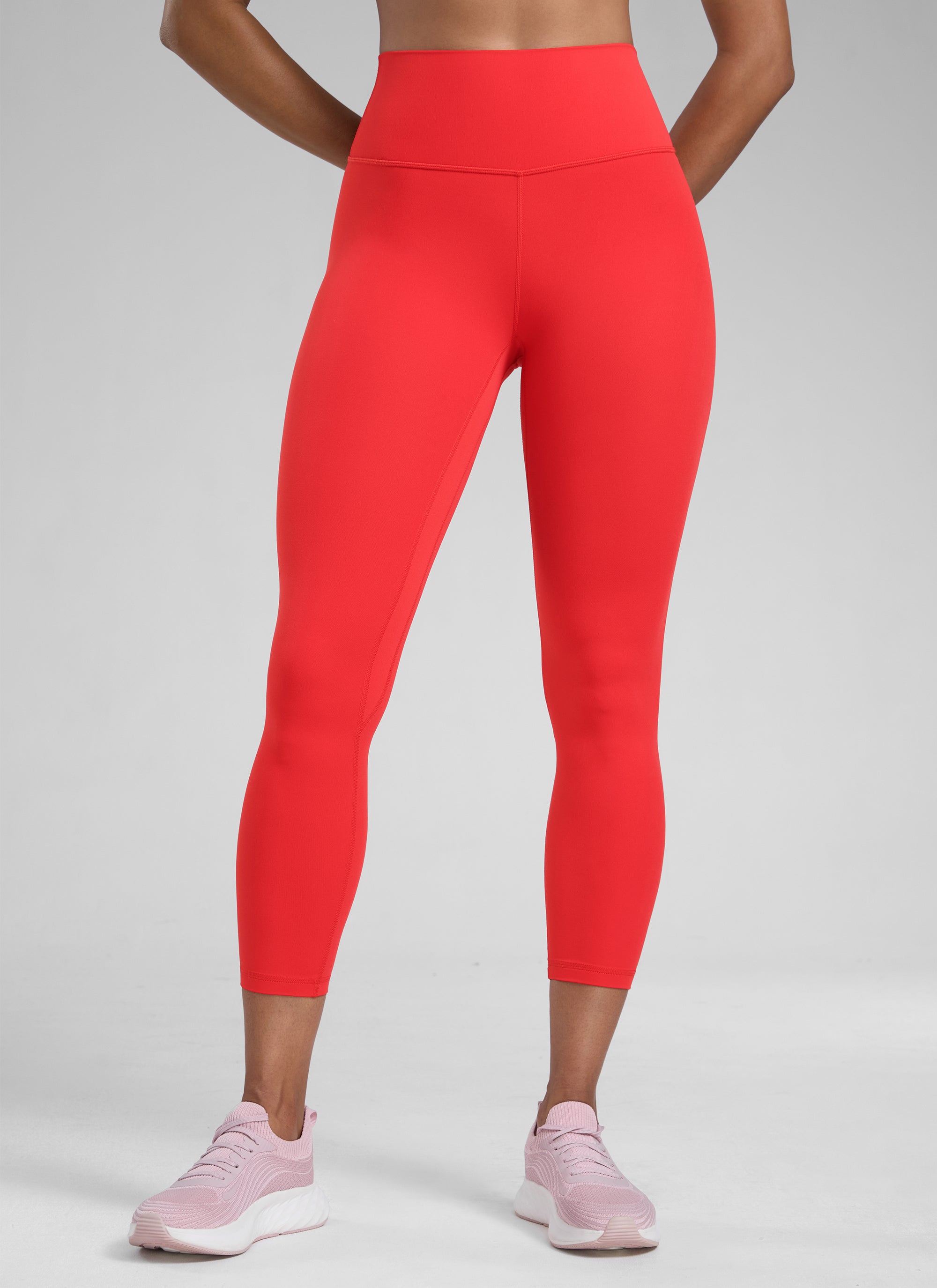 CRZ YOGA Leggings de Mujer Cintura Alta Capris para Ejercicio 23 Pulgadas Rojo Profundo