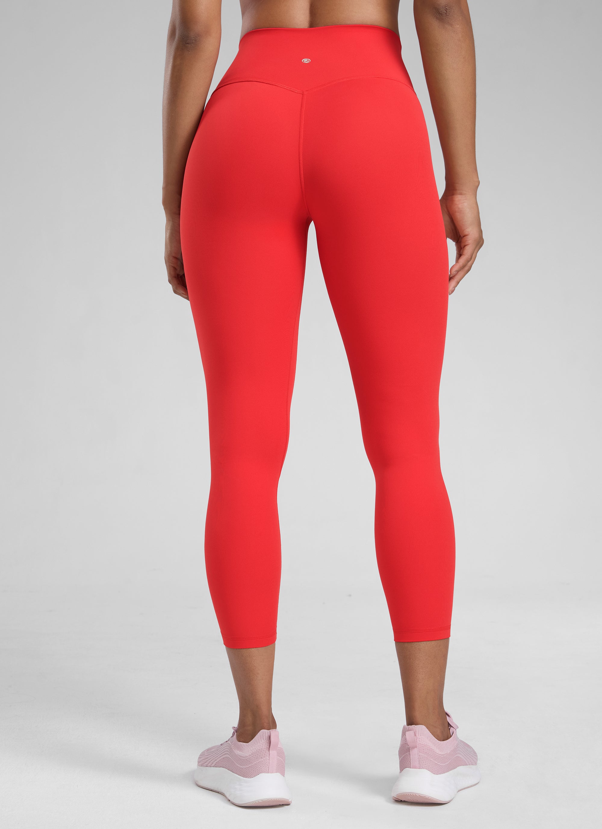 CRZ YOGA Leggings de Mujer Cintura Alta Capris para Ejercicio 23 Pulgadas Rojo Profundo