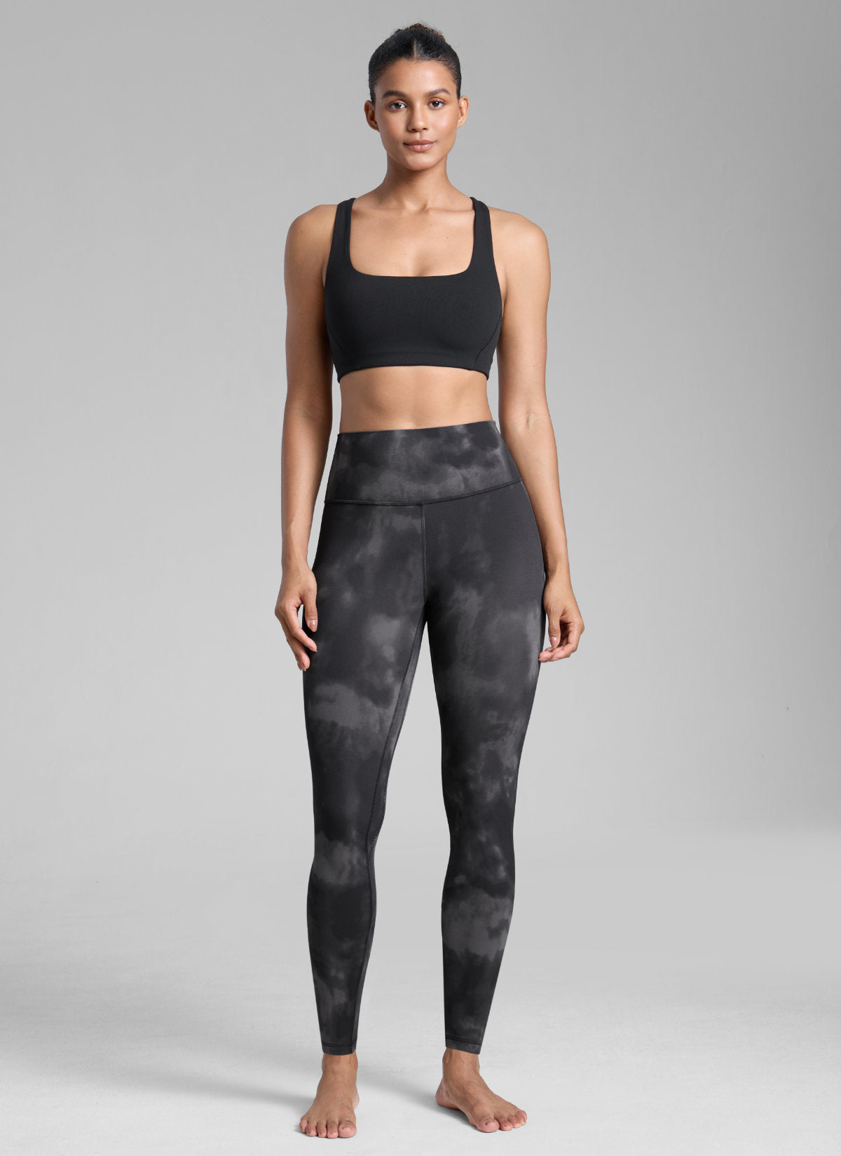 CRZ YOGA Butterlift Leggings con Efecto Mariposa y Tiro Alto para Mujer Flores Grises Tie Dye