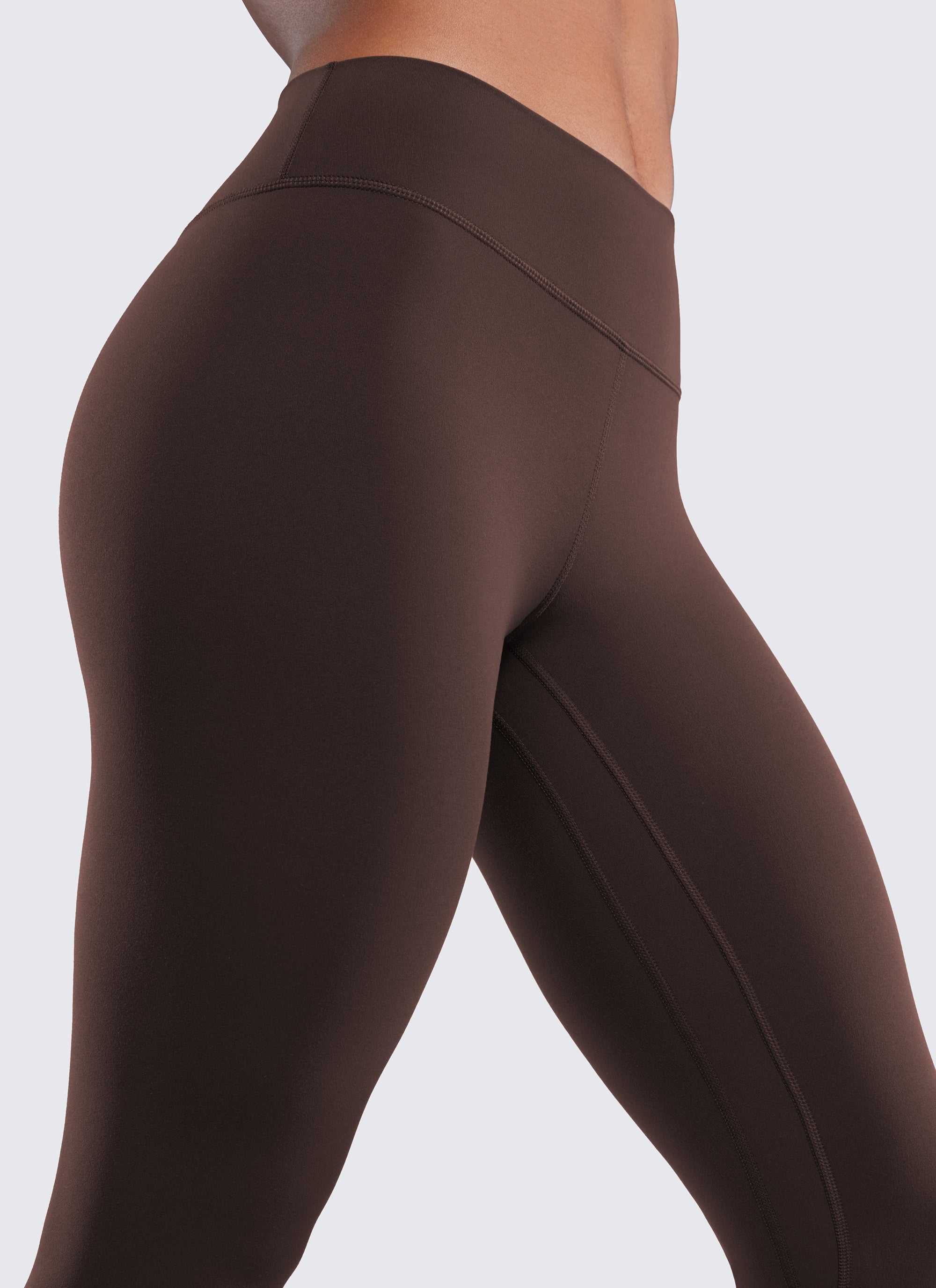 CRZ YOGA Leggings de Entrenamiento de Cintura Bajo para Mujer Marrón Fudge Caliente
