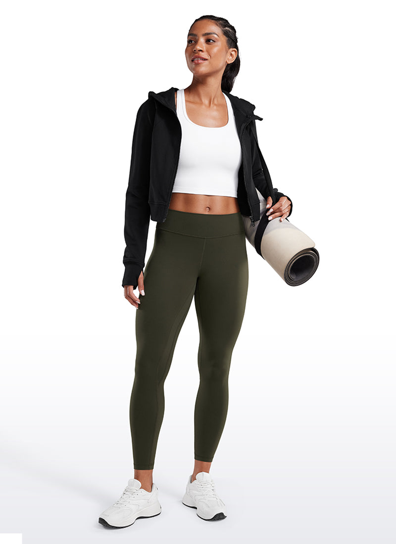 CRZ YOGA Leggings de Entrenamiento de Cintura Bajo para Mujer Verde Oliva