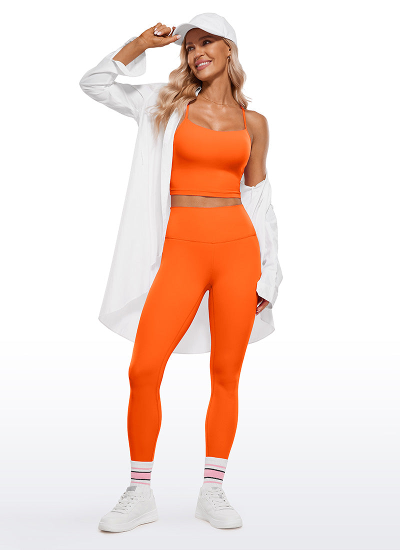 CRZ YOGA Butterluxe Leggings con Doble Costura para Mujer Naranja Neón