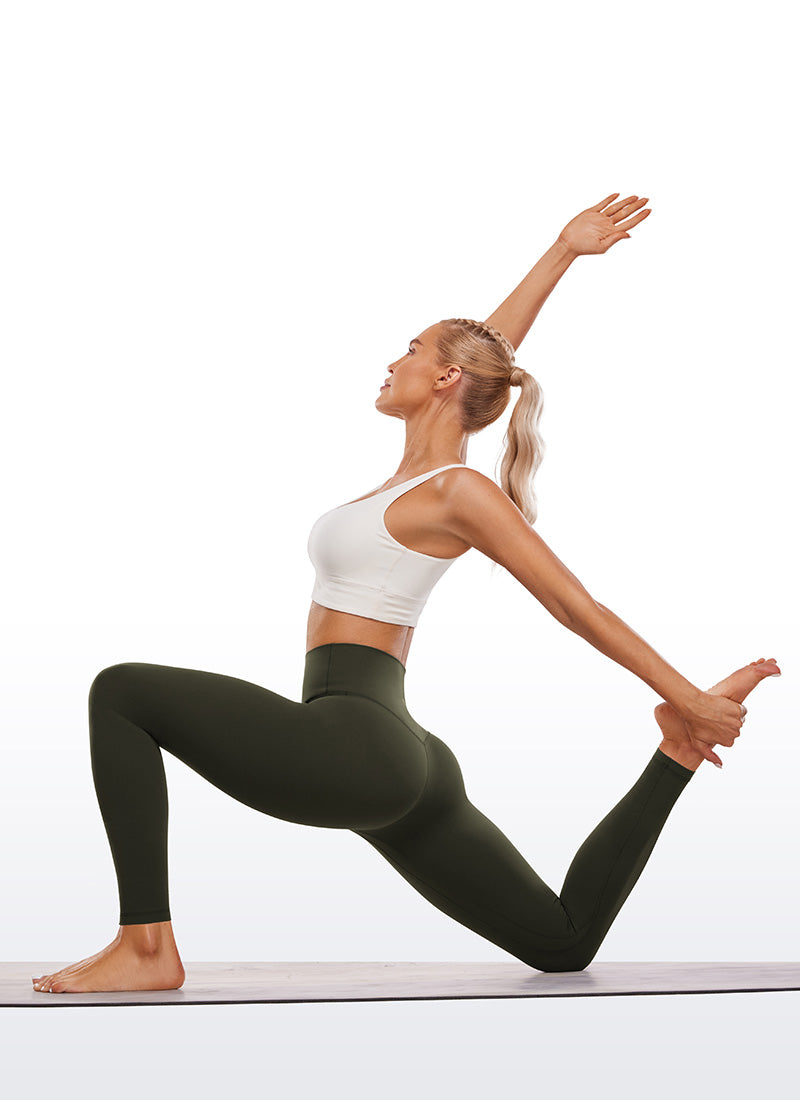 CRZ YOGA Butterluxe Leggings de Yoga con Doble Costura para Mujer Verde Oliva