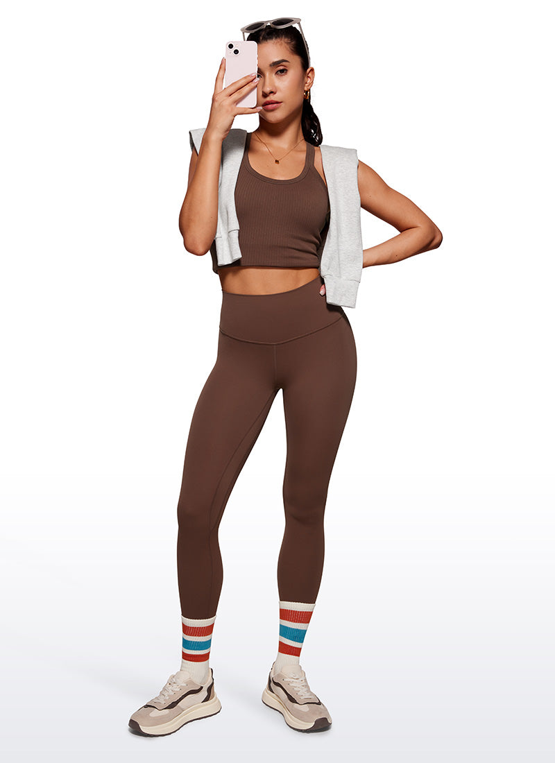 CRZ YOGA Butterluxe Leggings de Yoga con Doble Costura para Mujer Café Morena