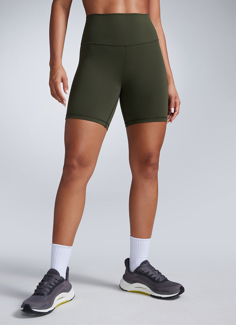 CRZ YOGA Butterbreeze Leggings Cortos para Entrenamiento de 6 Pulgadas para Mujer Verde Oliva