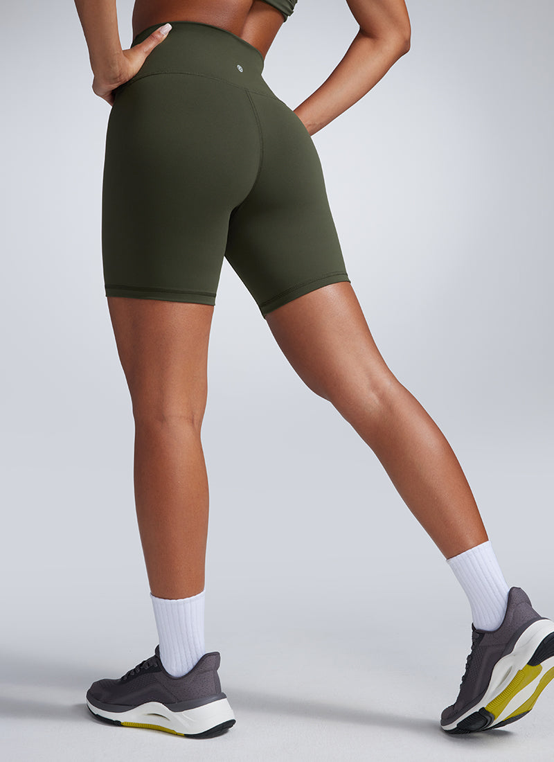 CRZ YOGA Butterbreeze Leggings Cortos para Entrenamiento de 6 Pulgadas para Mujer Verde Oliva