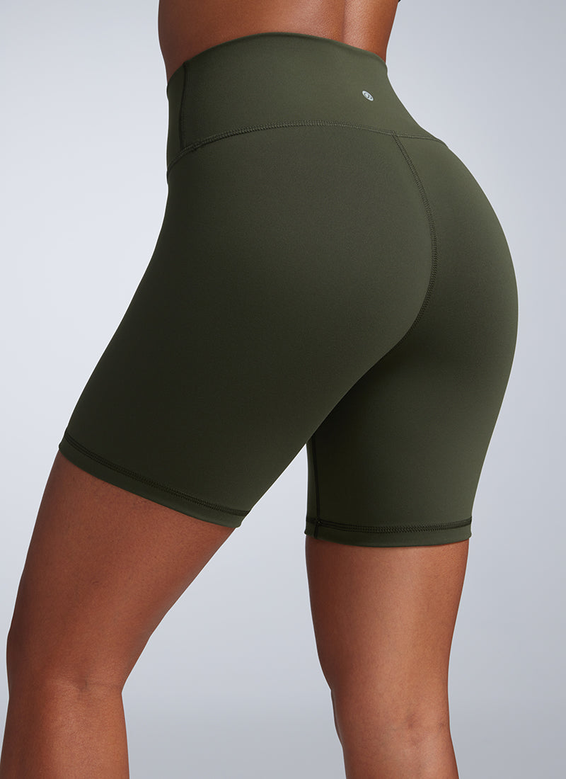 CRZ YOGA Butterbreeze Leggings Cortos para Entrenamiento de 6 Pulgadas para Mujer Verde Oliva