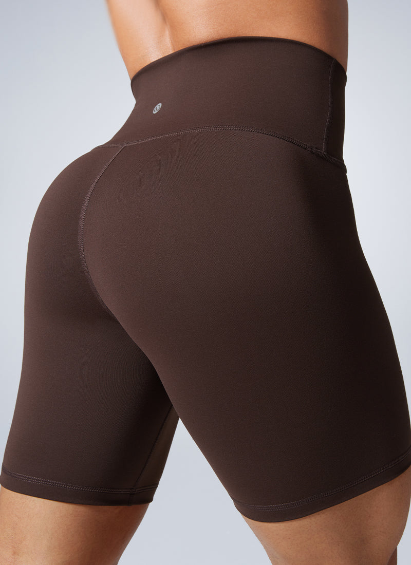 CRZ YOGA Butterbreeze Leggings Cortos para Entrenamiento de 6 Pulgadas para Mujer Marrón Fudge Caliente