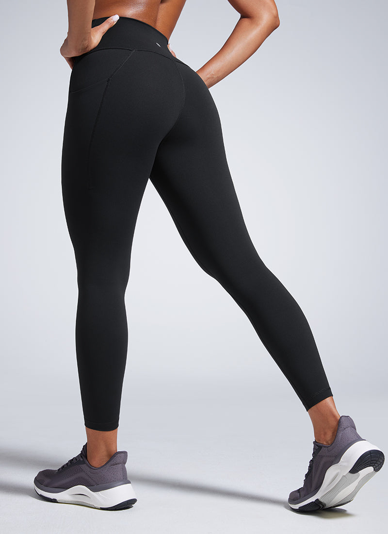 CRZ YOGA Leggings de Entrenamiento con Bolsillos de 25 Pulgadas para Mujer Negro