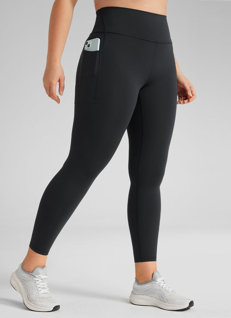 CRZ YOGA Leggings de Entrenamiento con Bolsillos de 25 Pulgadas para Mujer Negro