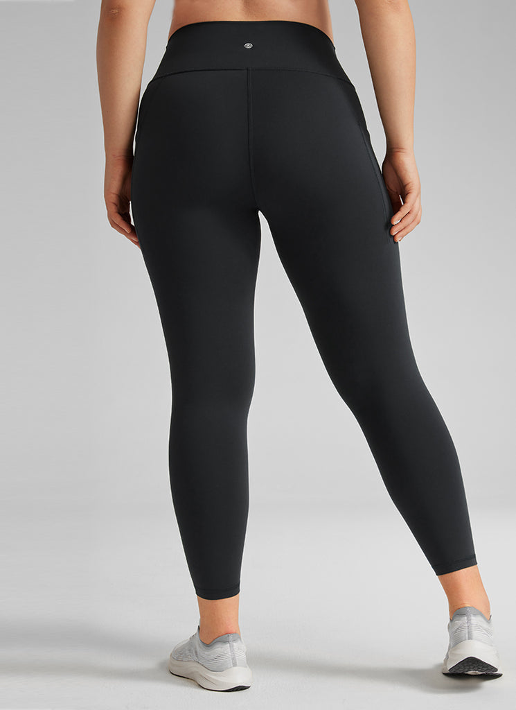 CRZ YOGA Leggings de Entrenamiento con Bolsillos de 25 Pulgadas para Mujer Negro