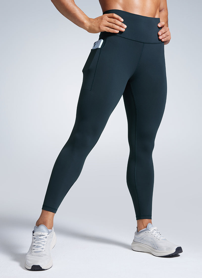 CRZ YOGA Leggings de Entrenamiento con Bolsillos de 25 Pulgadas para Mujer True Navy