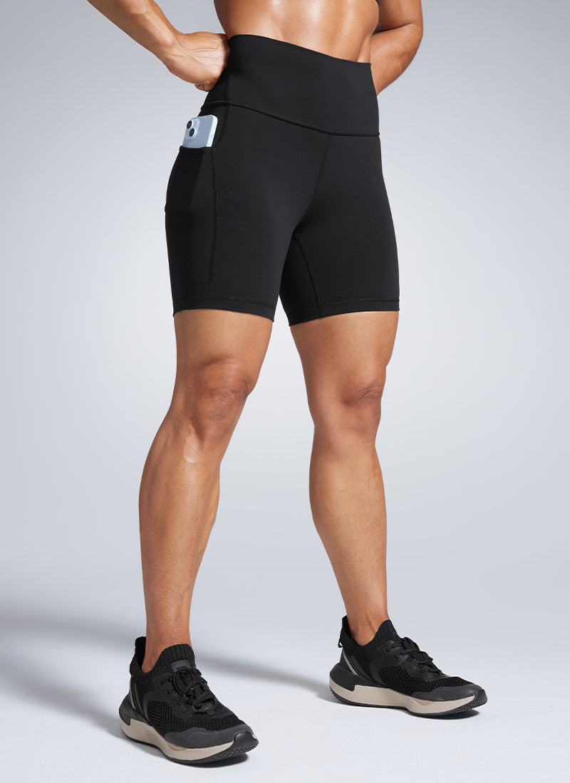 CRZ YOGA Butterbreeze Shorts con Bolsillos de Tiro Alto de 6 Pulgadas Negro