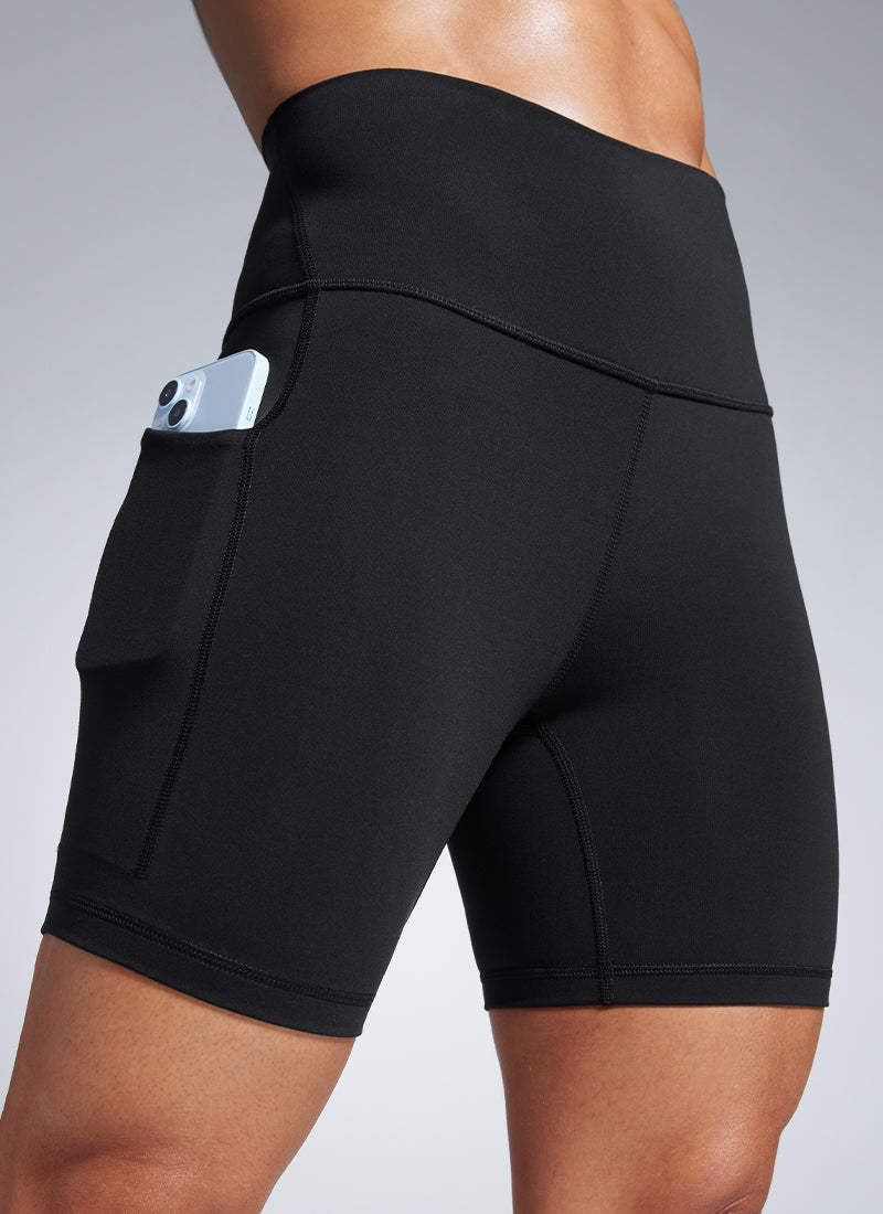 CRZ YOGA Butterbreeze Shorts con Bolsillos de Tiro Alto de 6 Pulgadas Negro