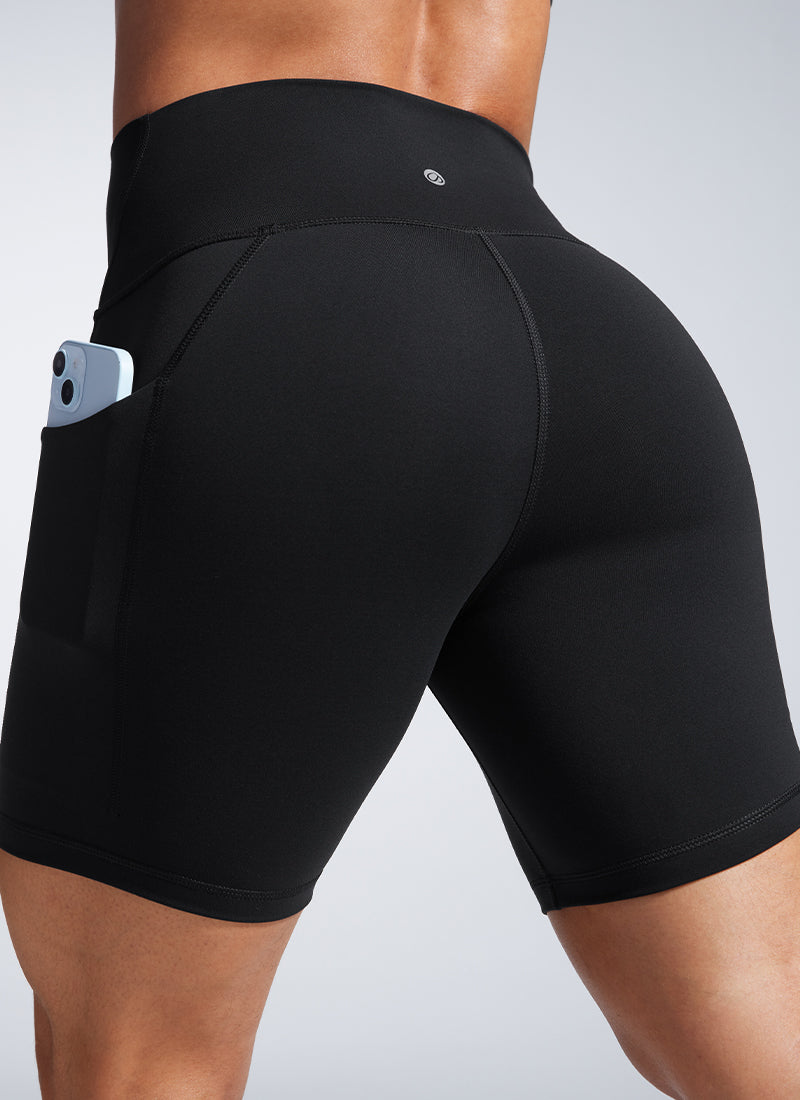 CRZ YOGA Butterbreeze Shorts con Bolsillos de Tiro Alto de 6 Pulgadas Negro