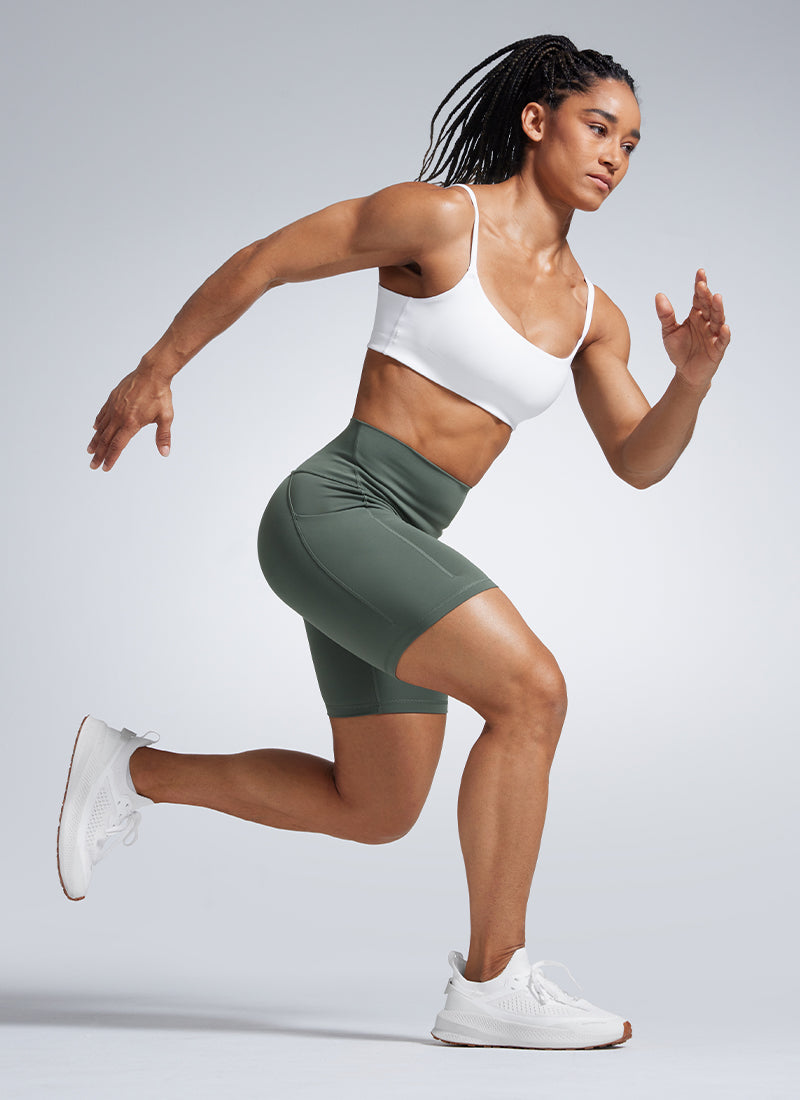 CRZ YOGA Butterbreeze Shorts con Bolsillos de Tiro Alto de 6 Pulgadas Salvia gris