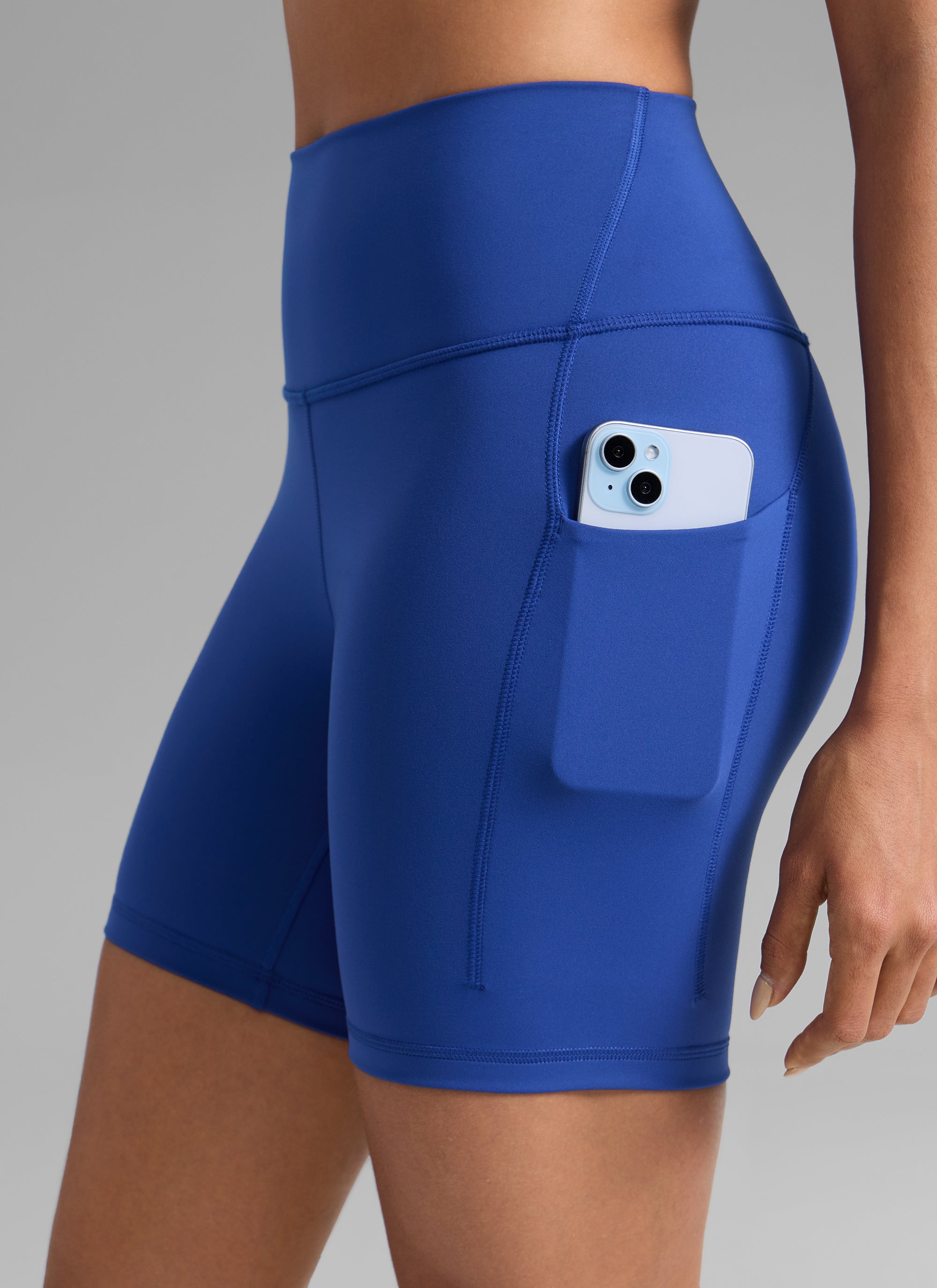 CRZ YOGA Butterbreeze Shorts con Bolsillos de Tiro Alto de 6 Pulgadas Azul Ondulante