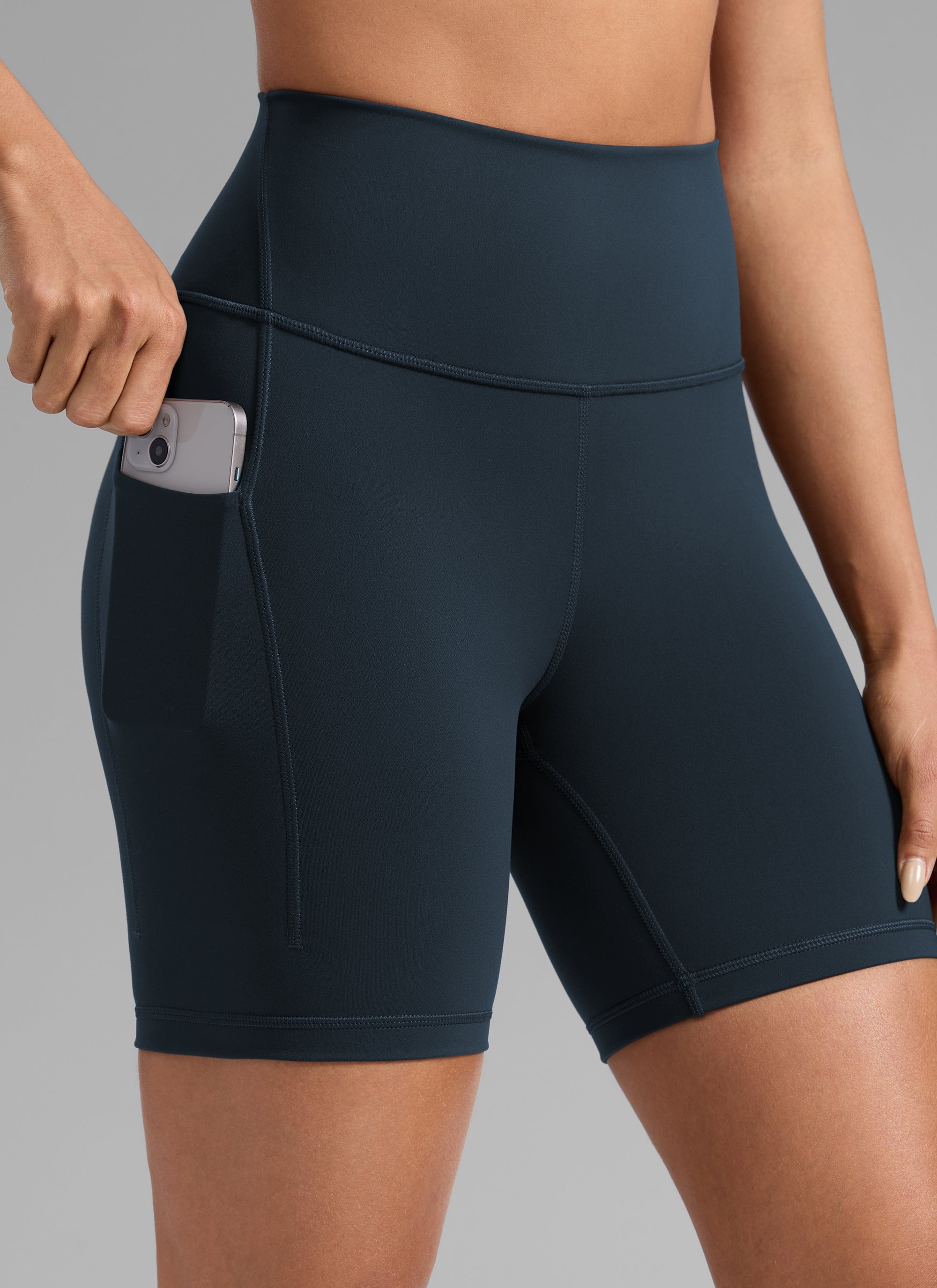CRZ YOGA Butterbreeze Shorts con Bolsillos de Tiro Alto de 6 Pulgadas True Navy