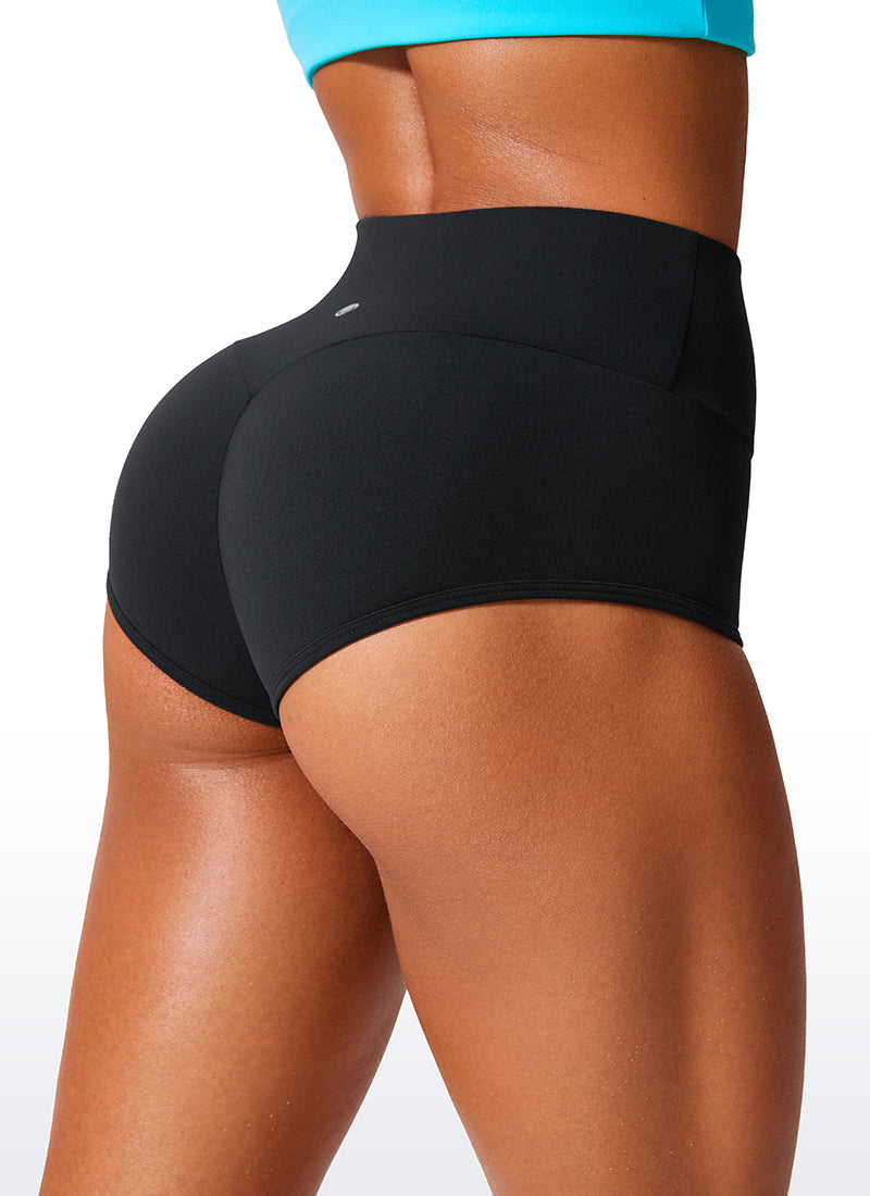 CRZ YOGA Butterlift Leggings Cortos de Talle Alto y Trasero Fruncido para Mujer Negro