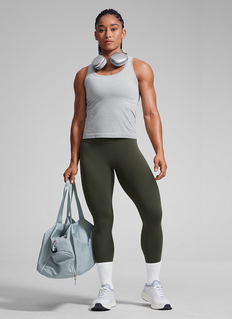 CRZ YOGA Butterlift Leggings Sin Costura Delantera para Mujer Verde Oliva